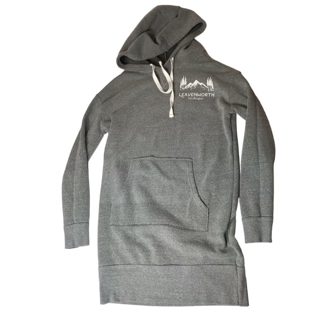 Leavenworth Gray Hoodie Hooded Sweatshirt.  Long Dress .  Long sleeve.  Size S